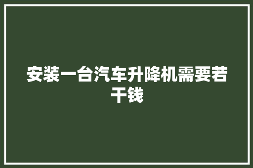 安装一台汽车升降机需要若干钱