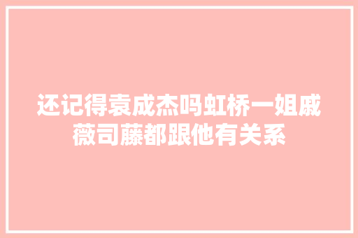 还记得袁成杰吗虹桥一姐戚薇司藤都跟他有关系