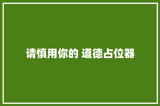 请慎用你的 道德占位器