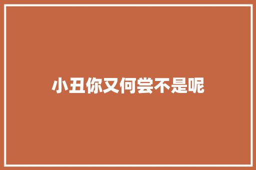 小丑你又何尝不是呢