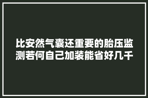 比安然气囊还重要的胎压监测若何自己加装能省好几千