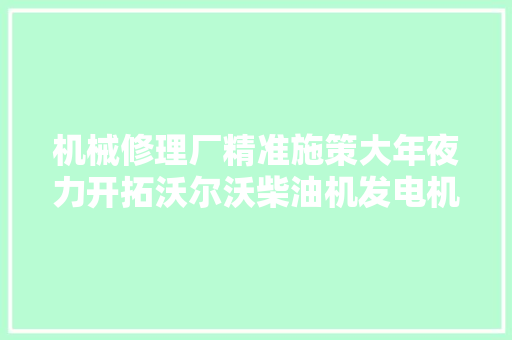 机械修理厂精准施策大年夜力开拓沃尔沃柴油机发电机组维修项目