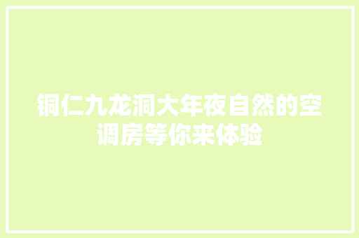 铜仁九龙洞大年夜自然的空调房等你来体验