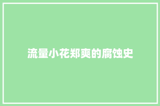 流量小花郑爽的腐蚀史