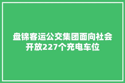盘锦客运公交集团面向社会开放227个充电车位