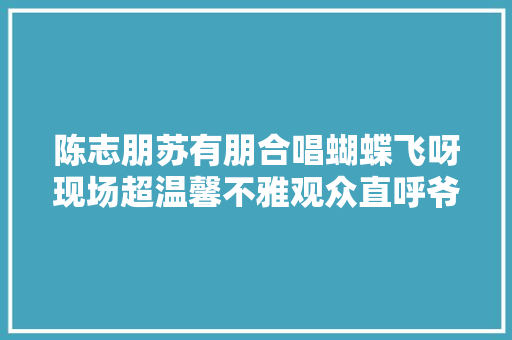 陈志朋苏有朋合唱蝴蝶飞呀现场超温馨不雅观众直呼爷青回
