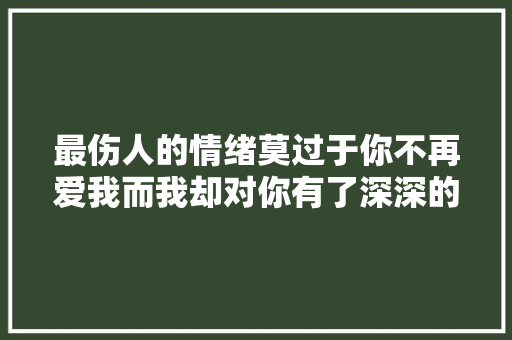 最伤人的情绪莫过于你不再爱我而我却对你有了深深的依靠