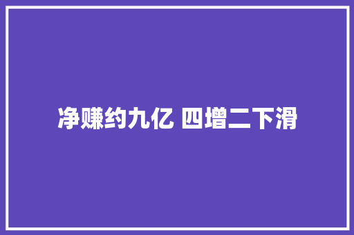 净赚约九亿 四增二下滑