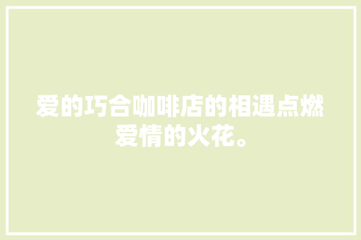 爱的巧合咖啡店的相遇点燃爱情的火花。