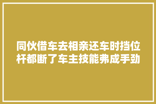 同伙借车去相亲还车时挡位杆都断了车主技能弗成手劲挺大年夜