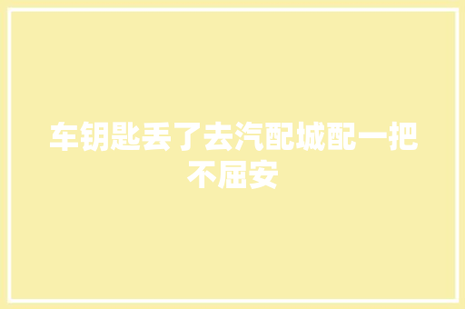 车钥匙丢了去汽配城配一把不屈安