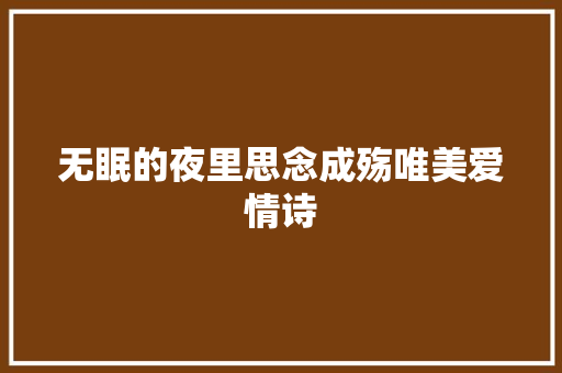 无眠的夜里思念成殇唯美爱情诗