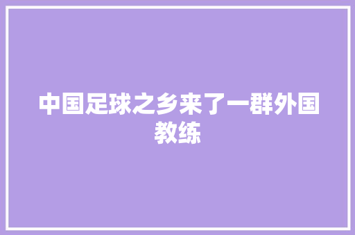中国足球之乡来了一群外国教练