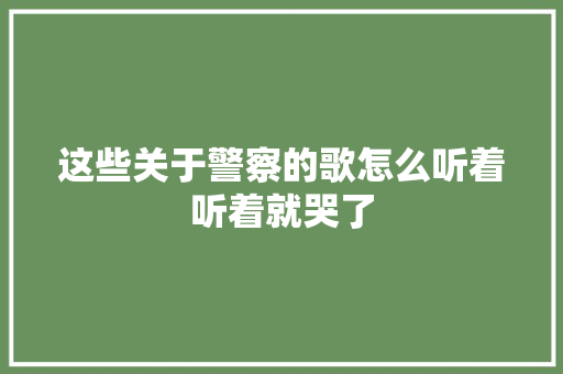 这些关于警察的歌怎么听着听着就哭了