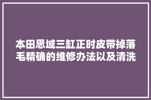 本田思域三缸正时皮带掉落毛精确的维修办法以及清洗的部位
