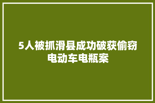 5人被抓滑县成功破获偷窃电动车电瓶案