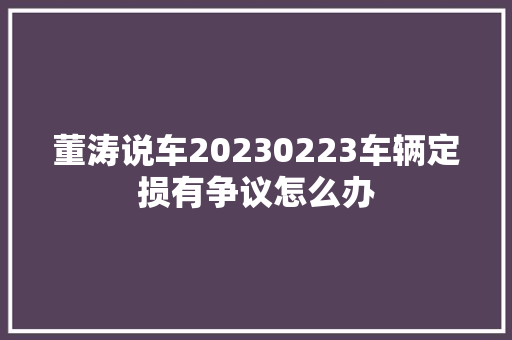 董涛说车20230223车辆定损有争议怎么办