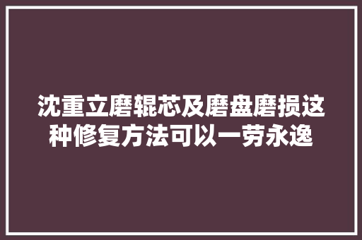 沈重立磨辊芯及磨盘磨损这种修复方法可以一劳永逸