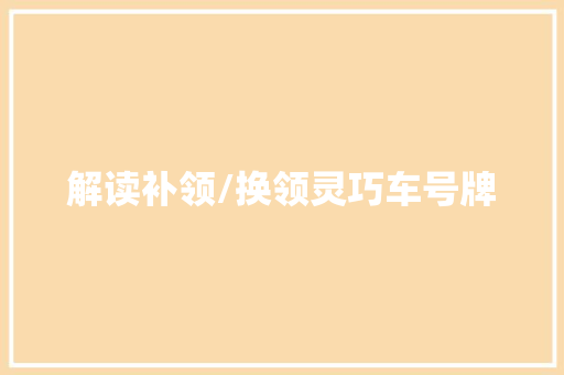 解读补领/换领灵巧车号牌