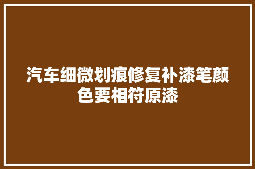 汽车细微划痕修复补漆笔颜色要相符原漆