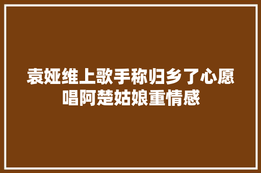 袁娅维上歌手称归乡了心愿唱阿楚姑娘重情感