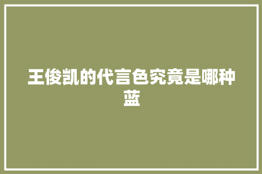 王俊凯的代言色究竟是哪种蓝