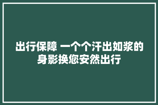 出行保障 一个个汗出如浆的身影换您安然出行