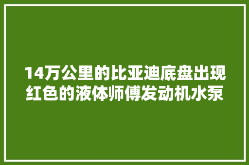 14万公里的比亚迪底盘出现红色的液体师傅发动机水泵坏了