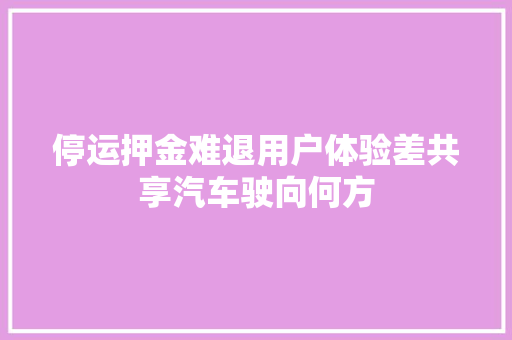 停运押金难退用户体验差共享汽车驶向何方