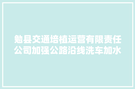 勉县交通培植运营有限责任公司加强公路沿线洗车加水站点治理
