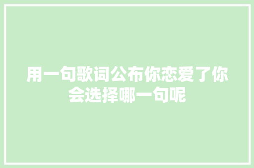 用一句歌词公布你恋爱了你会选择哪一句呢