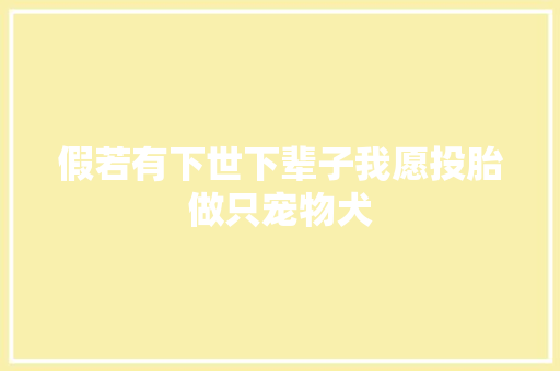 假若有下世下辈子我愿投胎做只宠物犬