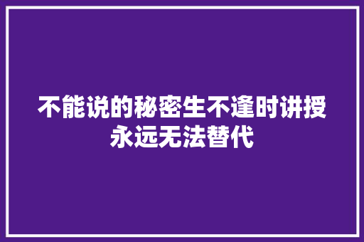 不能说的秘密生不逢时讲授永远无法替代
