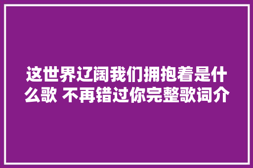 这世界辽阔我们拥抱着是什么歌 不再错过你完整歌词介绍 休闲娱乐