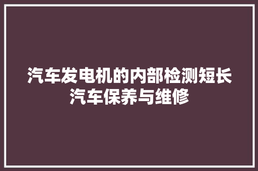 汽车发电机的内部检测短长汽车保养与维修 汽车知识