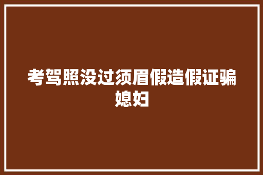 考驾照没过须眉假造假证骗媳妇