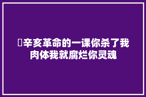 ​辛亥革命的一课你杀了我肉体我就腐烂你灵魂
