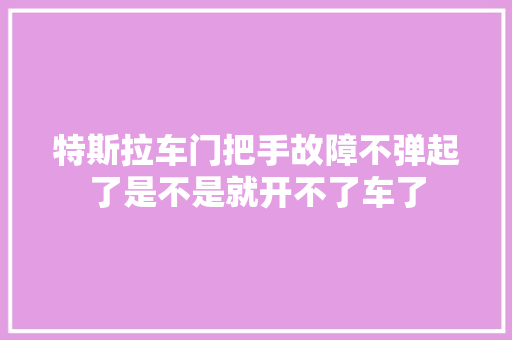 特斯拉车门把手故障不弹起了是不是就开不了车了