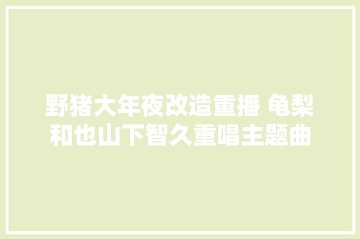 野猪大年夜改造重播 龟梨和也山下智久重唱主题曲