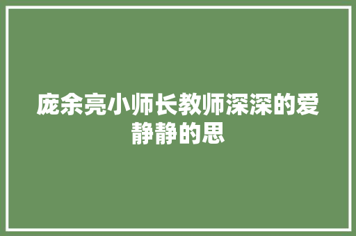 庞余亮小师长教师深深的爱静静的思 休闲娱乐