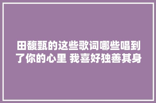 田馥甄的这些歌词哪些唱到了你的心里 我喜好独善其身你呢
