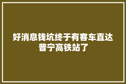 好消息钱坑终于有客车直达普宁高铁站了
