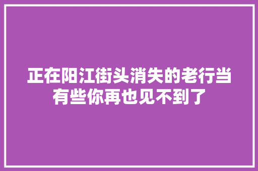 正在阳江街头消失的老行当有些你再也见不到了