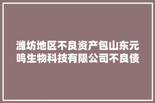 潍坊地区不良资产包山东元鸣生物科技有限公司不良债权