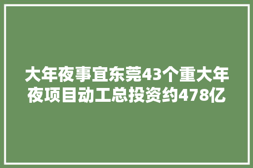 大年夜事宜东莞43个重大年夜项目动工总投资约478亿元