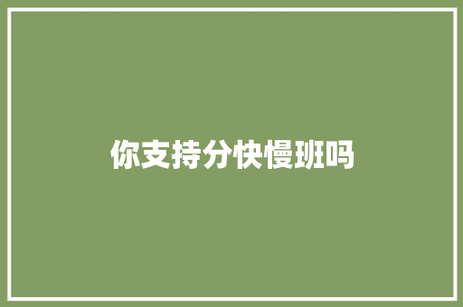 你支持分快慢班吗