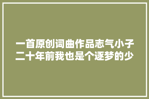 一首原创词曲作品志气小子二十年前我也是个逐梦的少年