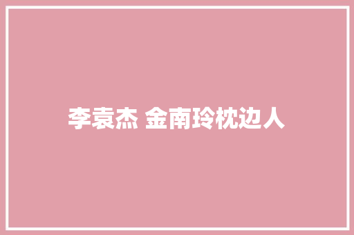 李袁杰 金南玲枕边人