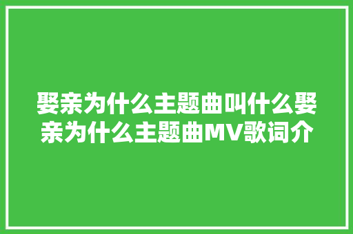 娶亲为什么主题曲叫什么娶亲为什么主题曲MV歌词介绍