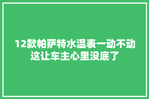 12款帕萨特水温表一动不动这让车主心里没底了